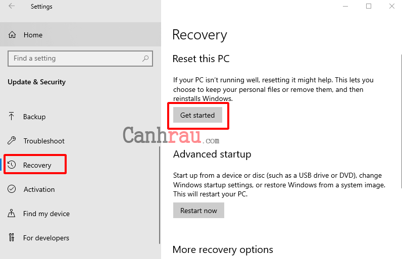Cách reset máy tính trên Windows 10 hình 3