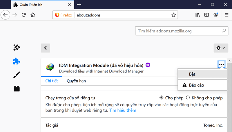 Hướng dẫn cách sửa lỗi không bắt link của IDM trên Firefox 1