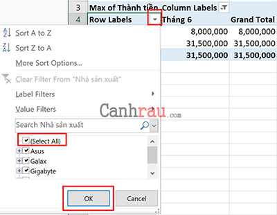 Bảng tổng hợp trong Excel để phân tích dữ liệu chuyên sâu Hình 7