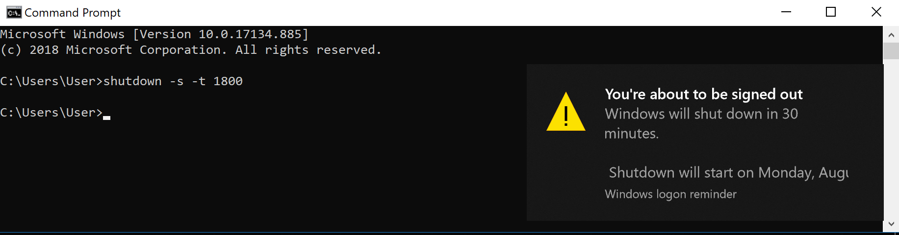 Sử dụng CMD để hẹn giờ tắt máy tính Windows 10 2