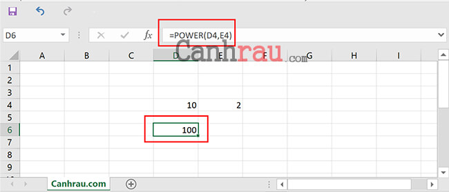 Công Thức Hàm Số Mũ, Bình Phương Trong Excel 2010, 2013, 2016, 2019