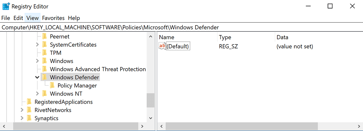Tắt Windows Defender bằng Registry 2