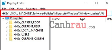 ngăn chăn update windows bằng regedit hình 2