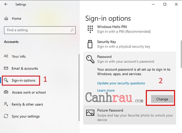 Tắt mật khẩu Windows 10 tiêu chuẩn số 2