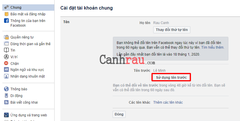 Cách đổi tên facebook trước 60 ngày hình 16 Cách đổi tên facebook trước 60 ngày hình 16