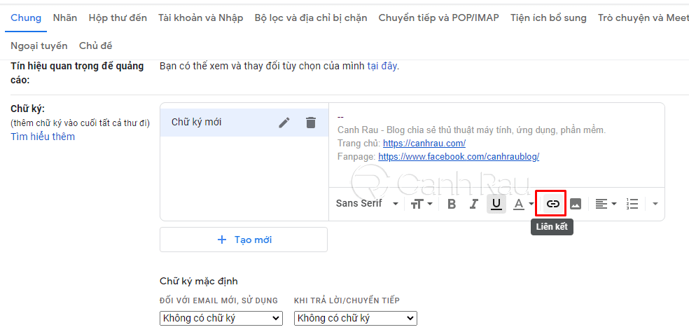 Hướng dẫn cách tạo chữ ký trong Gmail hình 5