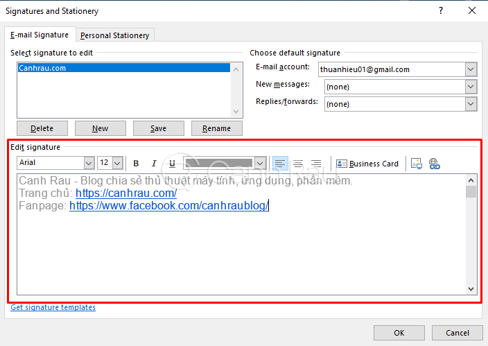 Hướng dẫn cách tạo chữ ký trong Outlook hình 5