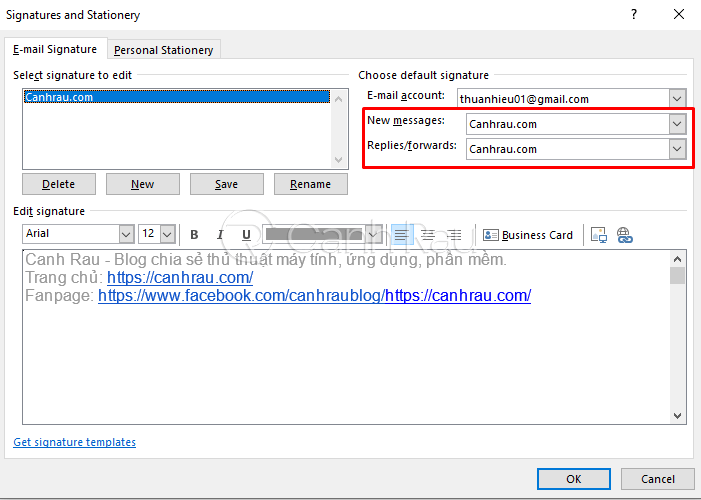 Hướng dẫn cách tạo chữ ký trong Outlook hình 9