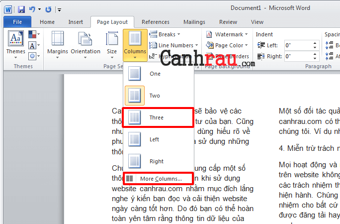 Cách chia cột trong Microsoft Word hình 4