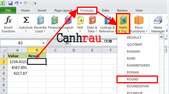 Cách làm tròn số trong Excel Hình 4