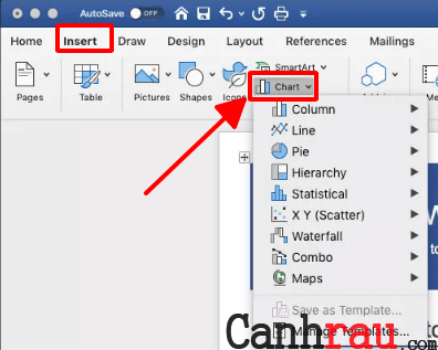 Cách vẽ biểu đồ trong Word hình 1