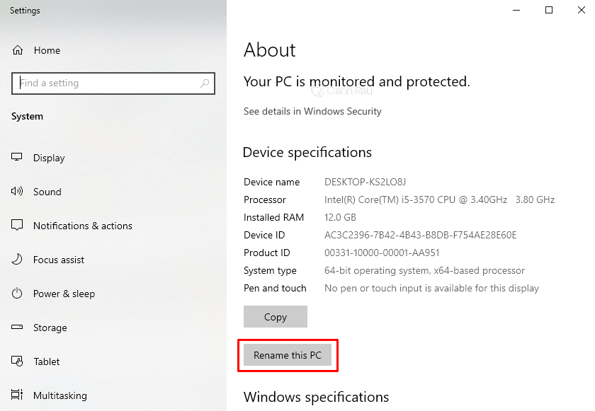 Cách đổi tên máy tính Windows 10 trong Hình 3