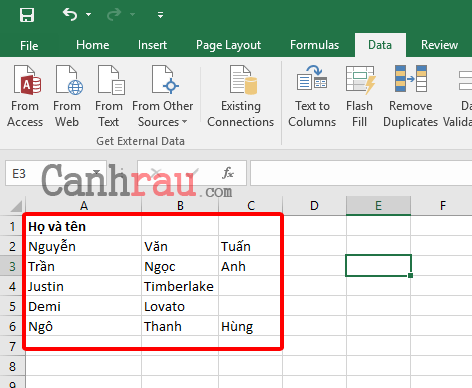 Hình 5 Cách nhanh nhất để tách họ và tên trong Excel