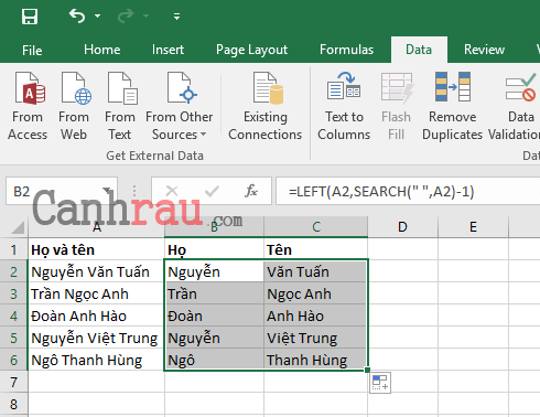 Cách tách họ và tên trong Excel nhanh nhất hình 9