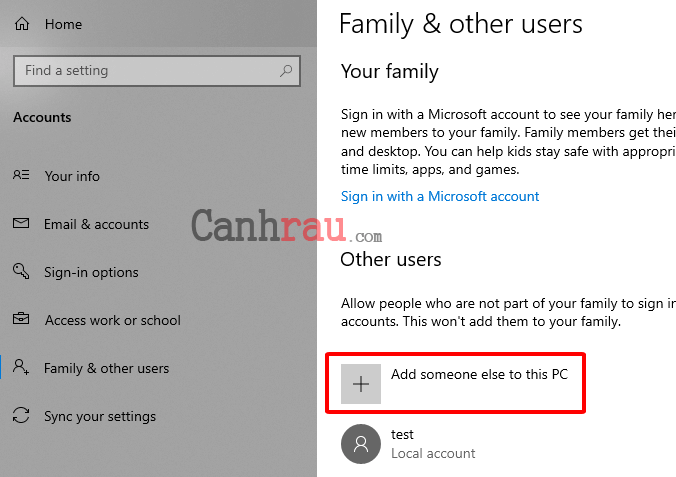 Cách tạo thêm user mới trên Windows 10 hình 3