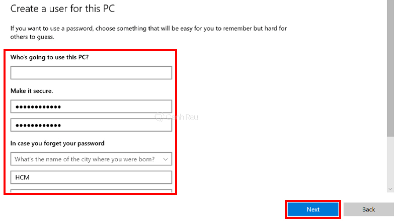 Hình 3: Cách tạo người dùng trong Windows 10