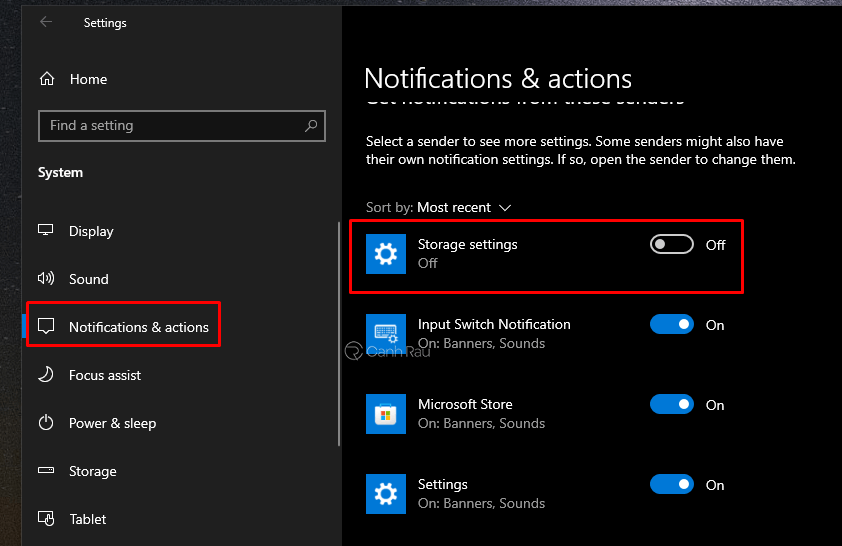 Hướng dẫn tắt thông báo Windows 10 4