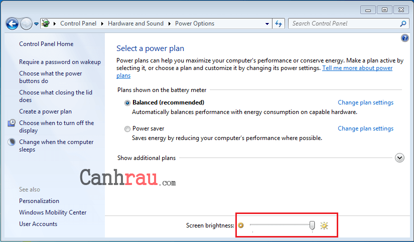 Hướng dẫn chỉnh độ sáng màn hình máy tính laptop Windows 7 hình 4