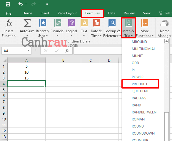 Cách sử dụng hàm nhân Product trong Excel hình 3