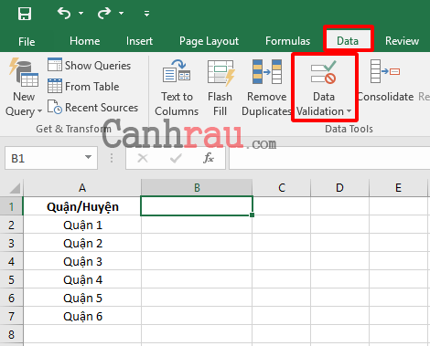 Tạo danh sách thả xuống trong Excel hình 1