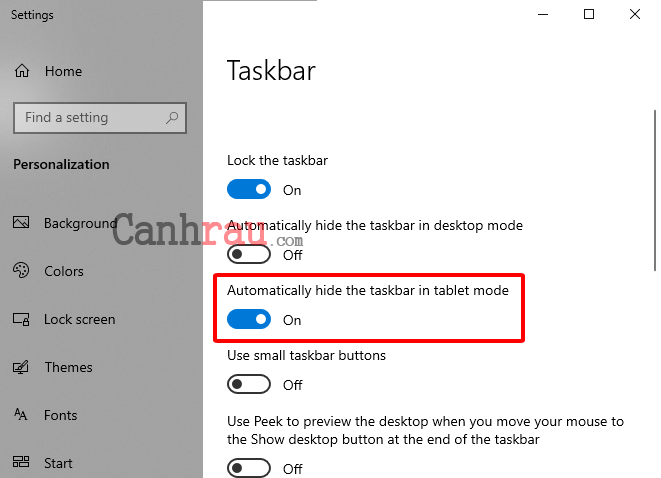 Cách ẩn đi thanh công cụ Taskbar trên Windows 10 hình 3