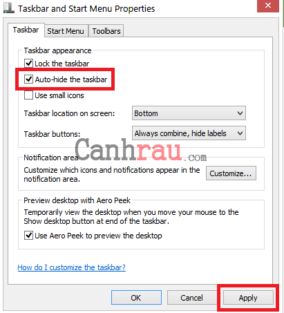 Cách ẩn đi thanh công cụ Taskbar trên Windows 10 hình 6