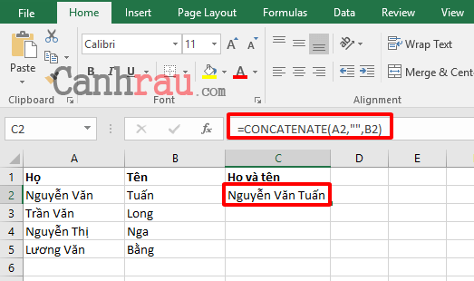 Cách gộp ô trong Excel hình 1