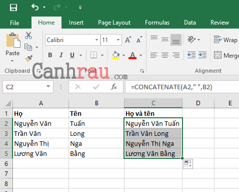 Cách hợp nhất các ô trong Excel hình 2