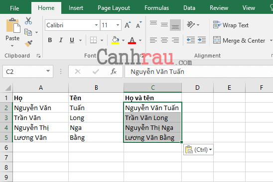 Cách hợp nhất các ô trong Excel hình 7