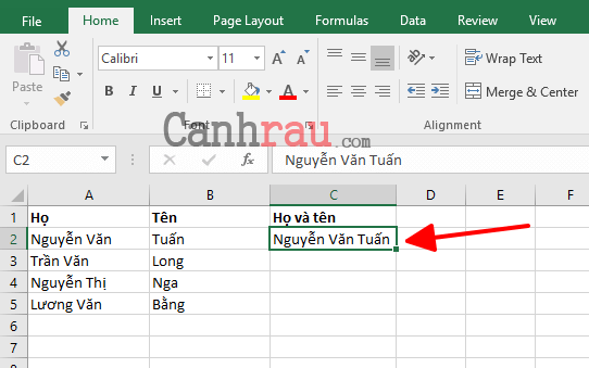 Cách hợp nhất các ô trong Excel hình 8