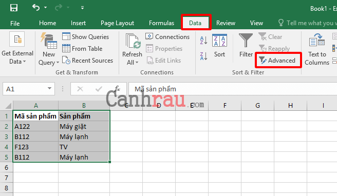 Cách lọc dữ liệu trùng nhau trong Excel hình 1
