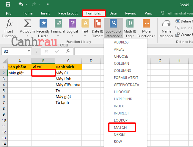 Cách sử dụng hàm Match trong Excel hình 2