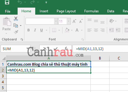 Cách sử dụng hàm MID trong Excel hình 2