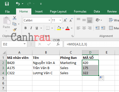 Cách sử dụng hàm MID trong Excel hình 6
