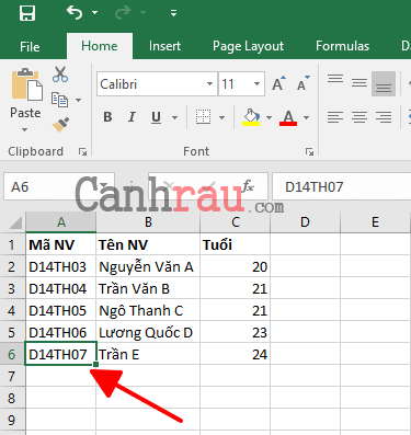 Cách thêm dòng trong Excel hình 1