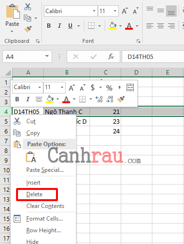 Cách thêm dòng trong Excel hình 14