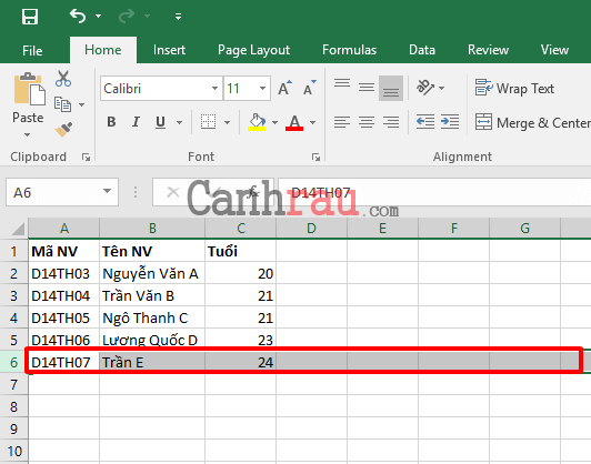 Cách thêm dòng trong Excel hình 2