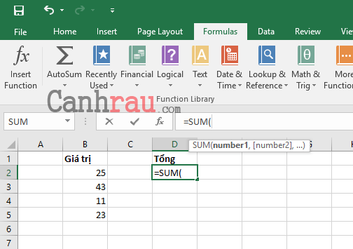 Cách tính tổng trong Excel hình 5