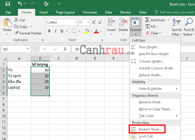 Hướng dẫn cách khóa ô trong Excel hình 4