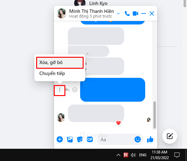 Hướng dẫn cách thu hồi tin nhắn trên Messenger hình 1