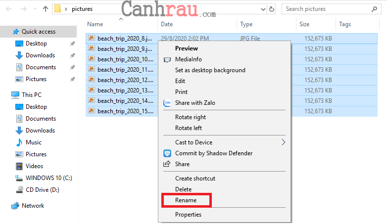 Cách đổi tên file hàng loạt hình 1