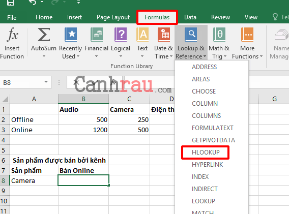 Cách sử dụng hàm hlookup trong Excel hình 2