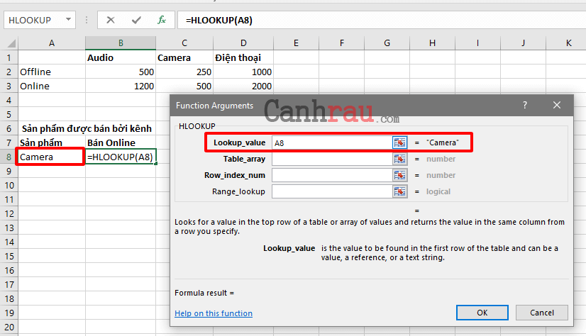 Cách sử dụng hàm hlookup trong Excel hình 3