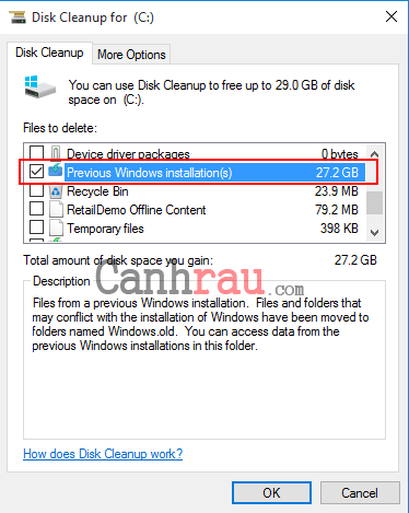 Si të fshini dosjen e vjetër të Windows në Windows 10 Figura 6