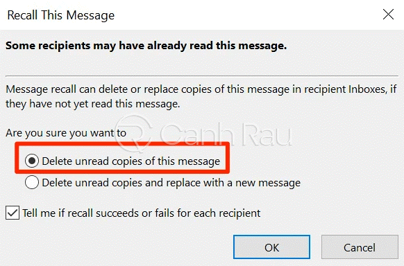 Hướng dẫn cách thu hồi mail trên Outlook hình 4