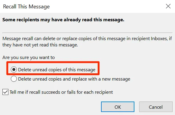 Cách Thu Hồi Email đã Gửi Trong Outlook Recall Thay Thế Bằng Thư Mới Cách Thu Hồi Email đã Gửi 0473