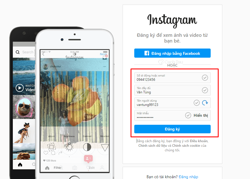 Hướng dẫn cách đăng ký tài khoản Instagram hình 2