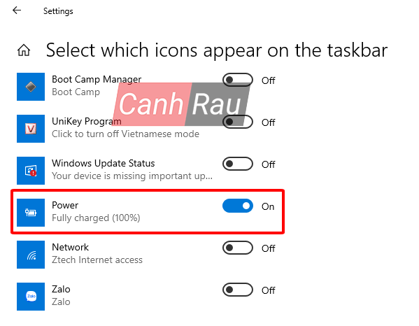 Mất biểu tượng pin trên taskbar Windows 10 hình 4