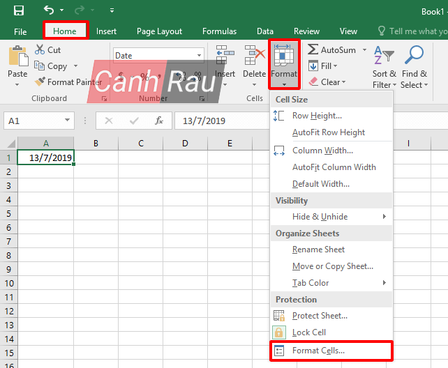 Cách định dạng ngày tháng trong Excel hình 1