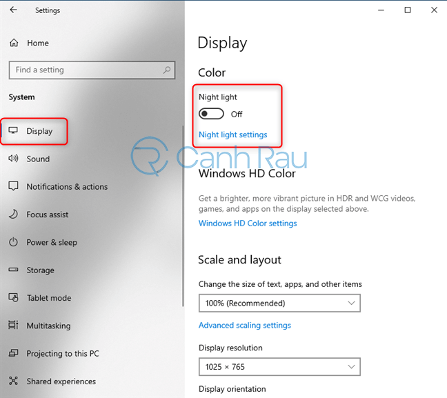 Hướng dẫn bật chế độ ban đêm Night Light cho Windows 10 hình 2